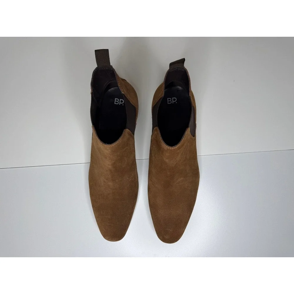 BP Mens Suede Chelsea Boots Brown Leather Upper Ankle Booties 45M EU